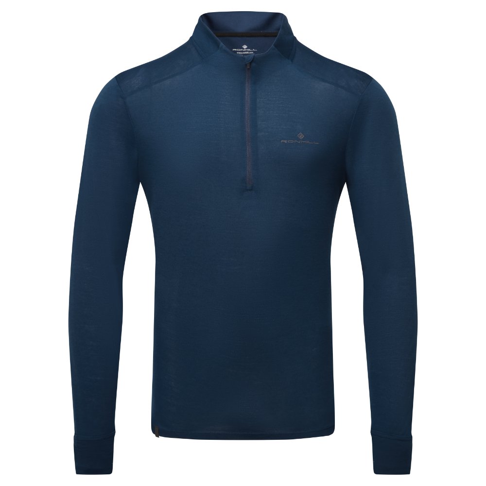 Merino Ull Trøye – Ronhill Mens Merino Baselayer – Dark Navy/Oxide