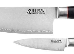 Sett med 2 Wusaki San Mai 10Cr15 Pakkawood-kniver – Kokk og kontor