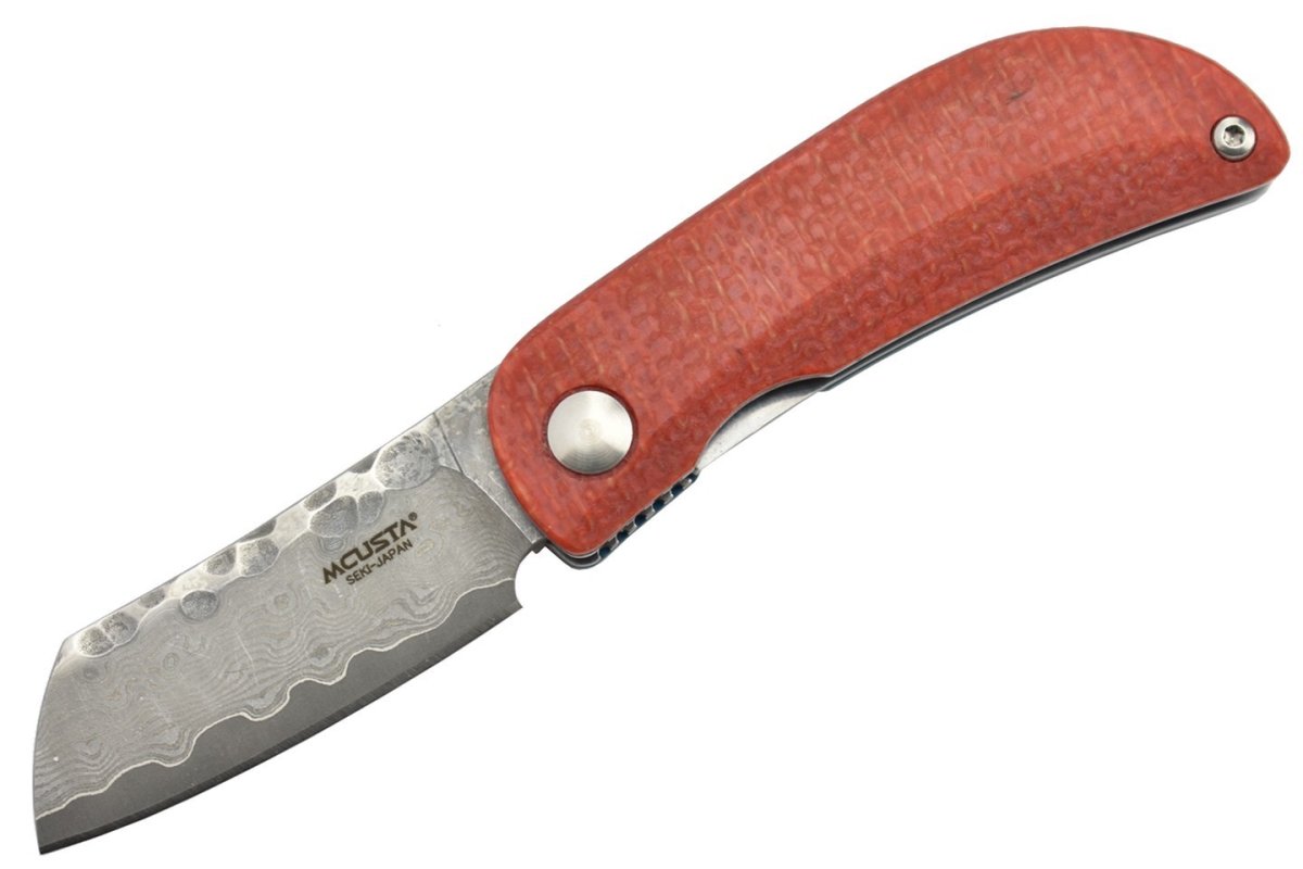 Mcusta MC-213D damaskus micartakniv rød/blå