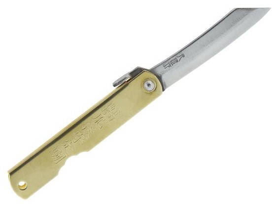 Higonokami luksus messingkniv 10 cm karbon