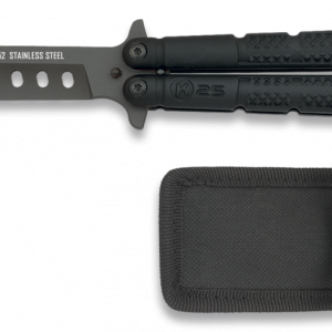 K25 butterfly drive-kniv, svart blad